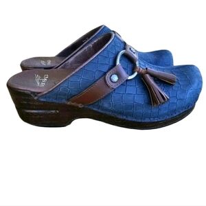 Dansko SHANDI Blue Leather Mule Clogs Women's EU 37 Size 7